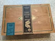 SHOE SHINE KIT IN VINTAGE STYLE CIGAR WOOD BOX GENTLEMAN'S HARDWARE BRAND NEW