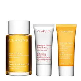 CLARINS 克蘭詩 身體調和護理油禮盒 (護理油+沐浴精+去角質) 附化妝包 SP嚴選家