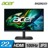 在飛比找PChome24h購物優惠-【Acer 宏碁】EK220Q E3 22型 IPS 100