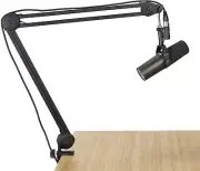 Gator Frameworks Deluxe Desk-Mounted Broadcast Microphone Boom Stand for Podcast