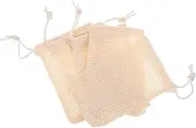 BEBEMOKO Cotton Bag Filter Foaming Net Hanging Toiletry Bag Drawstring Exfoliating Pouch Mesh Soap Pouch Body Facial Cleaning Tool