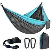 Nevenka Camping Portable Hammocks with 2 Tree Straps for Travel Beach Backyard-SkyBlue/DarkGray