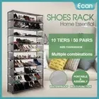 50 Pairs 10 Tiers Stackable Storage Shoe Rack Cabinet Organiser Steel Fabric