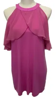 Lane Bryant Top Women 10/12 Pink Jersey Knit Cold Shoulder Blouse NWT