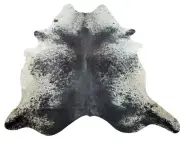 Speckled Cowhide Rug Black White Salt Pepper Brazilian Hair On Hide7.6ft x 6.8ft