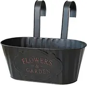 wiroouia Flower Boxes for Railings, Over The Railing Planter, Metal Hangable Flower Pots for Fence Garden Patio, Window Houseplant Boxes