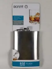 New 8 Oz Plain Stainless Steel Flask Hip Back Pocket Travel Flask Alcohol Liquor