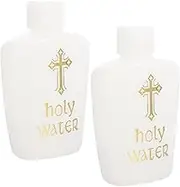 TOGEVAL 2pcs Holy Water Bottle Mini Water Bottle Wedding Party Favors Miniature Bottles Bottle for Family Prayer Oil Bottle Plastic Fragrance Bottles Wishing Bottles Sample Jars Pe White