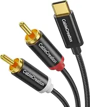 CableCreation USB C to 2 RCA Audio Cable, 6.6 Ft Type-C to RCA Male to Male Y RCA Splitter, 2RCA Jack USB-C Audio Cable for Phone,Tablet, Home Theater, DVD, Amplifier, Speaker, Samsung Galaxy S23,2M