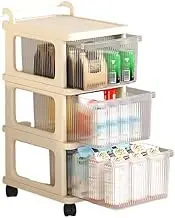TOMVAES Kitchen Cart with Storage and Wheels,3-Tier Rolling Utility Cart for Fruit and Vegetable Pantry,Potato Onion Basket Cart for Kitchen,Bathroom,White