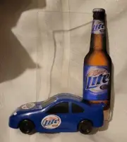 MILLER LITE BEER Table Top 2 Sided MENU DISPLAY Acrylic Holder CAR & BOTTLE nip