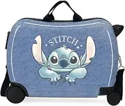 [Disney] Stich Dance it Out Children's Suitcase Blue 50x38x20cm Hard ABS Combination Lock Side 34L 1.8 kg 2 Wheels Hand Luggage, Blue, One Size, Children's Suitcase, Blue, One Size, Children's Suitcase