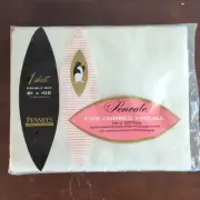 Vintage Penneys White Fine Combed Percale Double Bed Flat Top Sheet Cotton NOS