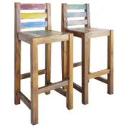 Bar Stools 2 pcs Solid Reclaimed Wood vidaXL