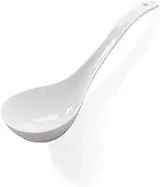 Kslong Pure White Ceramic Soup Ladle - Bone China Big Ladle Spoon, Deep Porcelain Flatware, Asian Soup Tureen Spoon 9.4" x 3" Scoops for Household Purposes