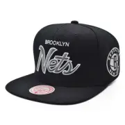Brooklyn Nets Mitchell & Ness Team Script Snapback NBA Hat- Black/Gray