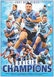State of origin NSW BLUES Team POSTER, NRL RUGBY,premiers book, qld maroons