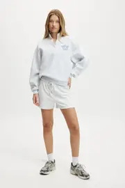 [Body] Body - Lightweight Fleece Fitted Short - Cloudy grey marle S CLOUDY GREY MARLE