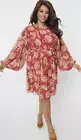 Unique Vintage Red And Gold Floral Plus Size Dress 3X