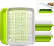 2-Pack Seed Sprouter Tray BPA Free PP Soil-Free Big Capacity Healthy Wheatgrass Grower Sprouting Container Kit with Lid (2, Green)