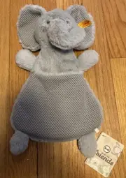 Steiff Ella Elephant 12" Plush Soft Cuddly Friends Handmade Stuffed Pouch NEW