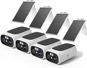 2.4/5 Ghz WiFi Cameras for Home Security, 2K Solar Camera Outdoor Wireless, Color Night Vision Spotlight Camera with 130°Wide View，2-Way Audio, IP65, Cloud/SD, AI Detection, Works Alexa, 4 Cam-kit
