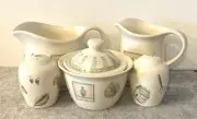 Set of 5 Nature Wood Design Phaltzgraff Condiment Set # 2607
