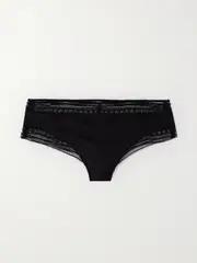 [Eres] Eres - Reveillon Voeux Lace-trimmed Stretch-satin Briefs - Black - FR 36 FR 36 Black