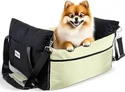 Dog Car Seat for Small Dogs, Multi-Pocket Storage Waterproof Pet Booster Seat for Car, Clip-On Safety Leash & Thickened Memory Foam, Portable Travel Bed for Puppy up to 25lbs, Colorblock Design