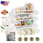 Durable 24-Inch Nursery Shelves - Solid Pine Wood Floating Shelf Set of 3