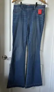 Spanx Jeans Womens Large Denim Vintage Indigo Flare Leg Pull On Stretch Retro