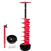 Ice Drill Auger, 8\" Diameter Nylon Ice Auger, 39\" Length Ice Auger Bit,Auger Drill with 11.8\" Extension Rod,Auger Bit with Drill Adapter,Top Plate & Blade Guard for Ice Fishing Ice