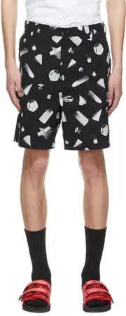 abstract geometric print shorts 5 Black