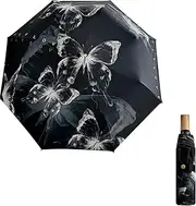 [Jopenope] Small Foldable Sun Protection Umbrella Automatic UPF50+ UVA90% Umbrella Print Pattern Sun Rain Dual Use Black Rubber Umbrella
