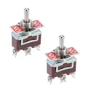 SPDT Momentary Rocker Toggle Switch AC 15A 250V 3P ON/OFF/ON Metal Bat 2pcs