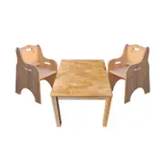 Solid Timber Table with 2 Toddler Chairs