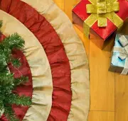 Glitzhome 48 in. D Christmas Tree Collar Faux Burlap...