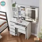 6 Drawer Dressing Table Stool Set Makeup Vanity Desk LED Mirror Desk White