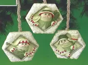 Ceramic Bisque Ready to Paint (3) Hexagon Snowmen ornaments