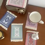 Woven Rug Mat Mousepad Carpet Pattern Cup Mini Pad Retro Persian