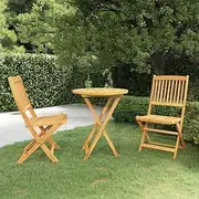 3 Piece Folding Garden Dining Set Solid Acacia Wood, Furniture Sets, Patio Furniture