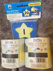 2x Teacher’s Toolbox DOUBLE-SIDED BORDERS Sun Moon Cloud w/Calendar Cover-Ups