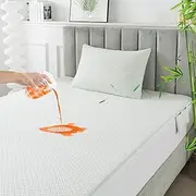 RICHAIR Mattress Protector 90 x 190 cm, Bamboo Mattress Topper Waterproof with a Pillow Case, Stretchy up to 30 cm Deep, Ultra Soft Breathable Mattress Topper with All-Round Elastic Band
