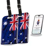 tag8 Australia Flag Luggage Tags for Suitcases, Baggage Tag, Travel Luggage Security Bag Tags with Airport Tracer Code | Stop Losing, Start Tagging - Pack of 2