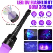 60W 365nm UV Ultra Violet LED Flashlight Blacklight Inspection Torch Light