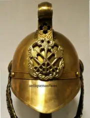 Brass Antique Style Merry Weather Chief Fireman Fire Fighter Helmet With Stand