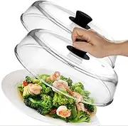 Mikro Innovations Dual Pack Borosilicate Glass Microwave Cover - Clear, Snap Closure, Modern, Transparent, Dishwasher Safe