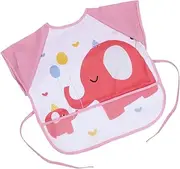 SHOWERORO Childrens Sleeveless Apron for Food Mess Eating Pink Elephant Pattern for Ages Years Easy to Clean Reusable Apron