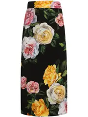 [Dolce & Gabbana] Dolce & Gabbana-Gonna Midi Con Stampa Floreale-Donna 42 IT