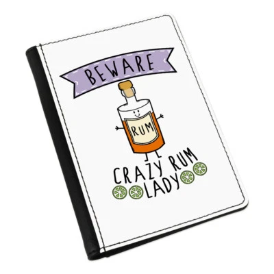 Beware Crazy Rum Lady Passport Holder Cover Case Wallet - Funny Joke Drunk